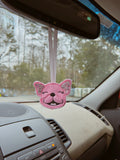 Pink Sparkles Frenchie Rear View Mirror Tie On Charm