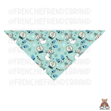 Frenchie Snowman Reversible Snap On Bandana