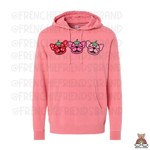 Strawberry Frenchies Embroidered Hoodie