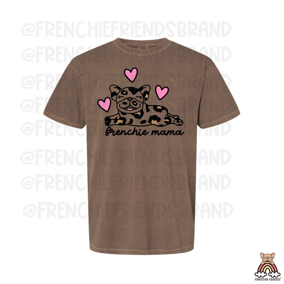 Leopard Frenchie Mama Embroidered Tee