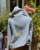 Surfing Frenchies Embroidered Full Length Womens Fit Hoodie