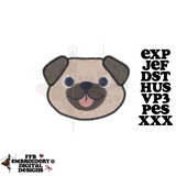 Pug Head Embroidery File ( Digital Download)