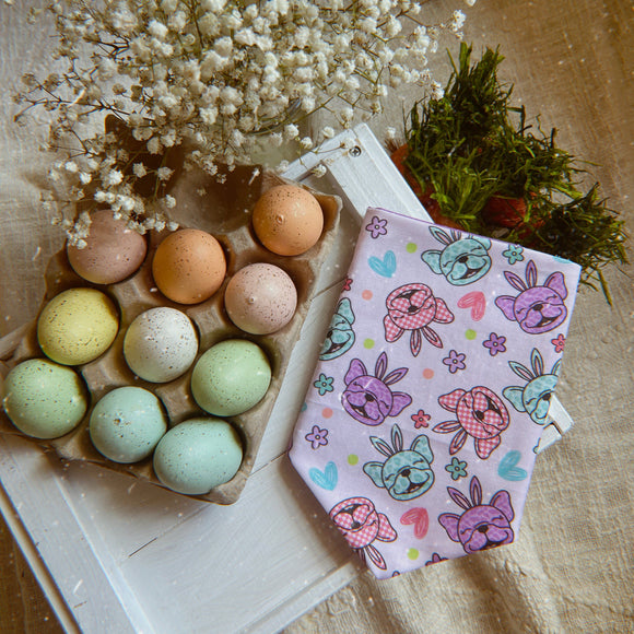 Retro Easter Frenchies Snap On Reversible Bandana