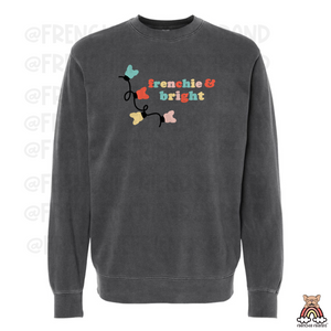 French Bulldog Embroidered Crewneck | Frenchie & Bright Embroidered Crewneck