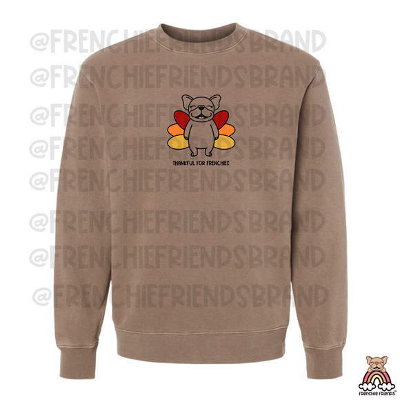 Thankful For Frenchies Embroidered Crewneck