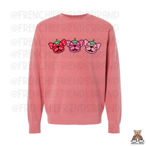 Strawberry Frenchies Embroidered Crewneck