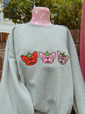 Strawberry Frenchies Embroidered Crewneck