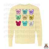 French Bulldog Graphic Long Sleeve T-Shirt | Candy Frenchie Hearts Long Sleeve