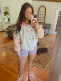 Frenchie Outline Embroidered Conservative Cropped Hoodie