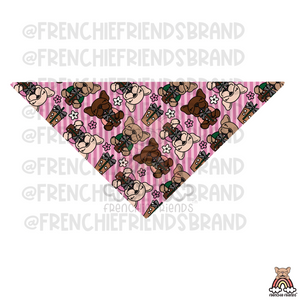 Coffee & Frenchies Reversible Snap On Bandana