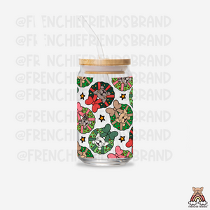 Merry Frenchiemas 16 Oz Glass Can