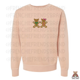 Two French Bulldog Gingerbread  Embroidered Crewneck