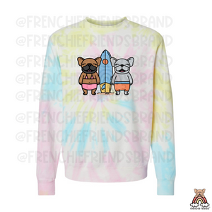 Bay Watch Frenchies Tie Dye Embroidered Crewneck