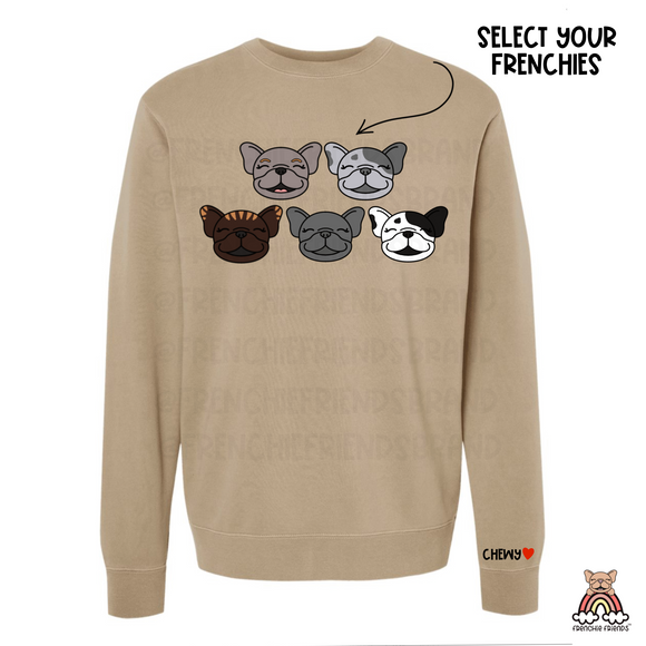 French Bulldog Embroidered Crewneck | Five Custom Frenchies Embroidered Crewneck