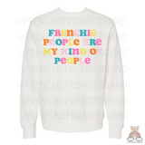 French Bulldog Embroidered Crewneck | Frenchie People Are My Kind Of People Embroidered Crewneck