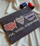 Red, White, & Frenchies Applique Embroidered Tee