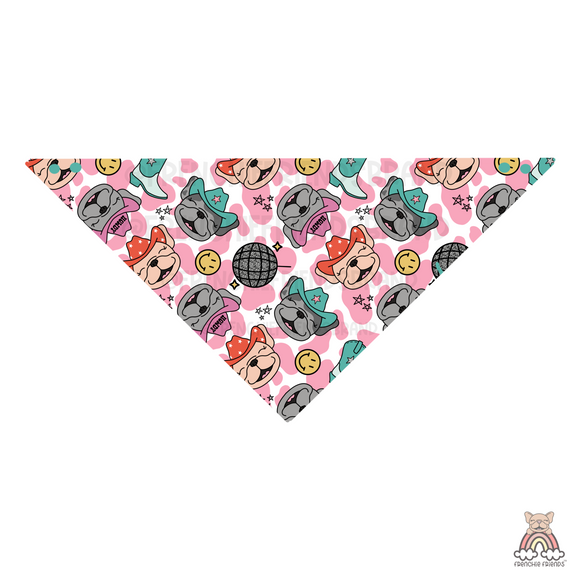 Pink Cowgirl Frenchie Reversible Snap On Bandana