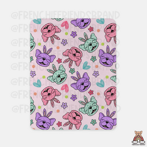 Retro Easter Frenchie Sherpa Blanket