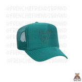 Rhinestone Frenchie Head Outline Mesh Trucker Hat