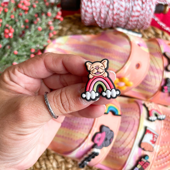 frenchie friends rainbow shoe charm