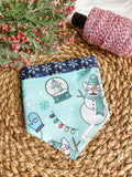 Frenchie Snowman Reversible Snap On Bandana