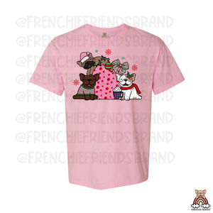 French Bulldog Graphic T-Shirt | Pink Christmas T-Shirt