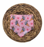 Pink Scoop Of Frenchies Reversible Snap On Bandana