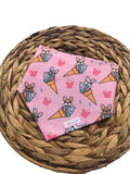 Pink Scoop Of Frenchies Reversible Snap On Bandana