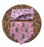 Pink Scoop Of Frenchies Reversible Snap On Bandana