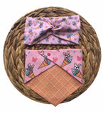 Pink Scoop Of Frenchies Reversible Snap On Bandana