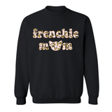 French Bulldog Embroidered Crewneck | Leopard Frenchie Mom Embroidered Applique Crewneck