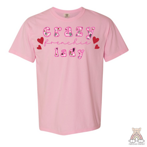 Crazy Frenchie Lady Embroidered Applique Tee