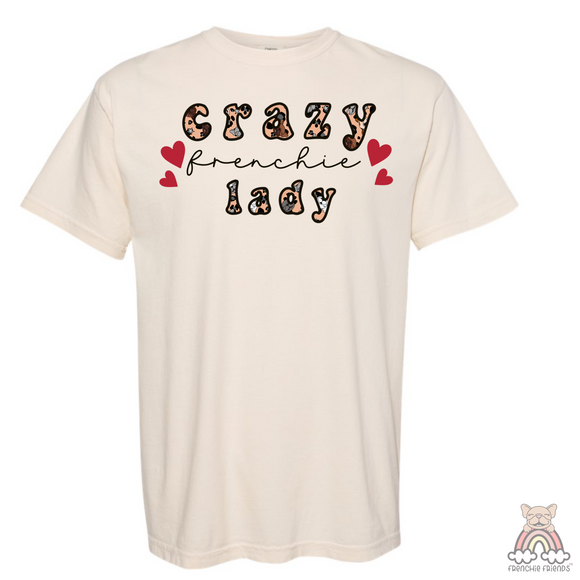 Crazy Frenchie Lady Embroidered Applique Tee