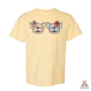 French Bulldog Graphic T-Shirt | Youth Hibiscus Flower Frenchies Graphic T-Shirt