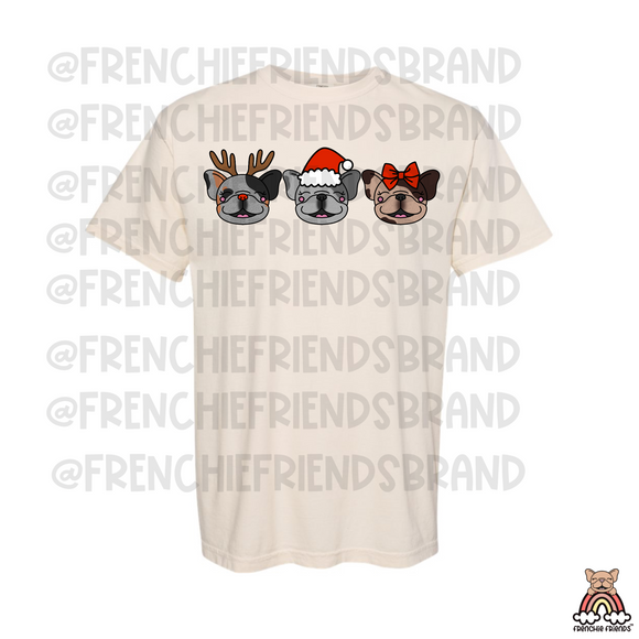 French Bulldog Graphic T-Shirt | Merle Christmas Trio T-Shirt