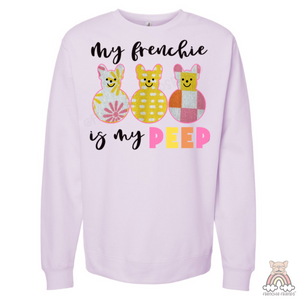 French Bulldog Embroidered Crewneck | My Frenchie Is My Peep Embroidered Applique Crewneck