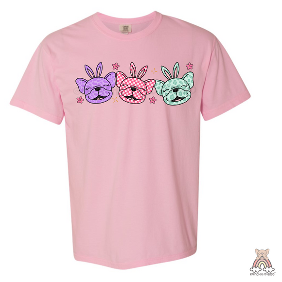 French Bulldog Graphic T-Shirt | Adult Retro Easter Frenchies T-Shirt