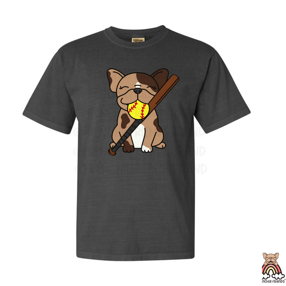 French Bulldog Graphic T-Shirt | Softball Frenchie Unisex T-Shirt